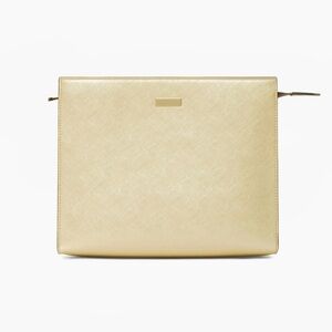 CHICO’s Zip Top Case Crossgrain Gold Clutch